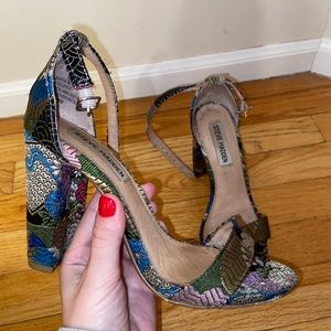 Steve Madden Carrson Multi-Color Ankle Strap Heels